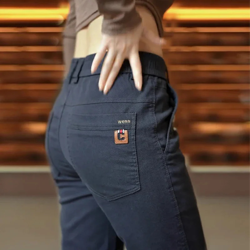 2024 Spring Korean Fashion Mens Casual Pants Regular Elastic Slim Business Work Pants Men Breathable Trousers250820