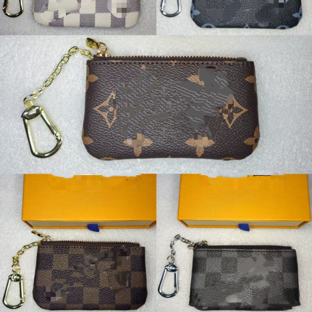 designer wallets bag 6 colors Keychain Ring KEY POUCH coin purse coin pouch Damier leather Credit Card Holder women bag small zipper purses Wallet