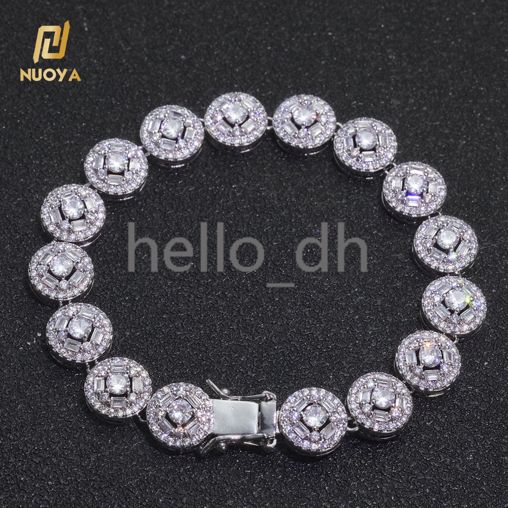 Bling T Square Mixed Inlay Bracelet Hip Hop Jewelry Gold Plated Shiny moissanite Cluster Tennis Chain Gift for Men Women