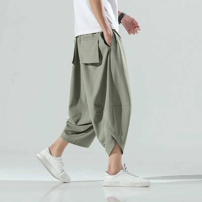 2025 Summer Men Chinese Style Harem Pants Men Harajuku Streetwear Pants Male Vintage Solid Color Calf-Length Trousers XJ250821