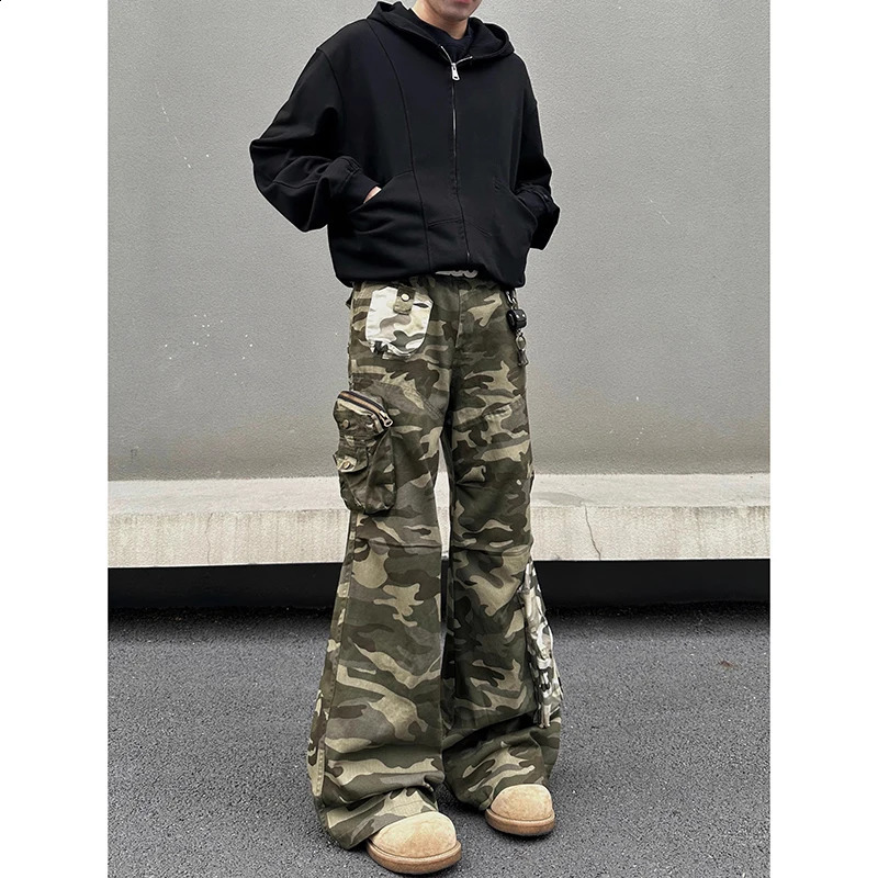 Camouflage Baggy Cargo Pants Mens Trousers Straight Y2K Wide Leg Oversize Pants Summer Aesthetics Vintage 2000s jeans 250820