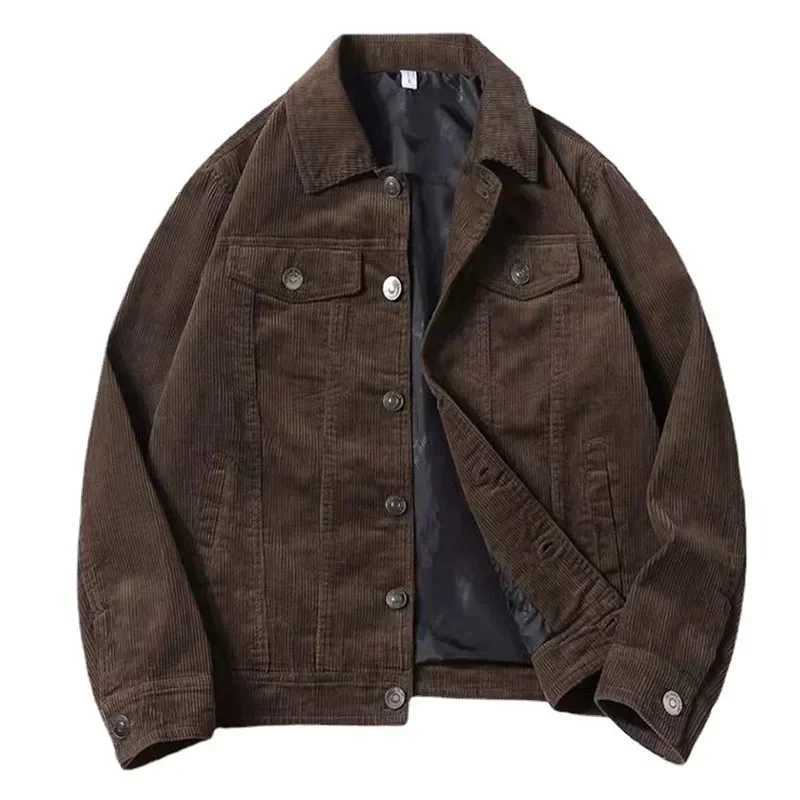 New Mens Thin Jackets Spring Autumn Fashion Casual Corduroy Jackets Vintage Loose Outerwear Coats For Men Tops Plus Size New W250821