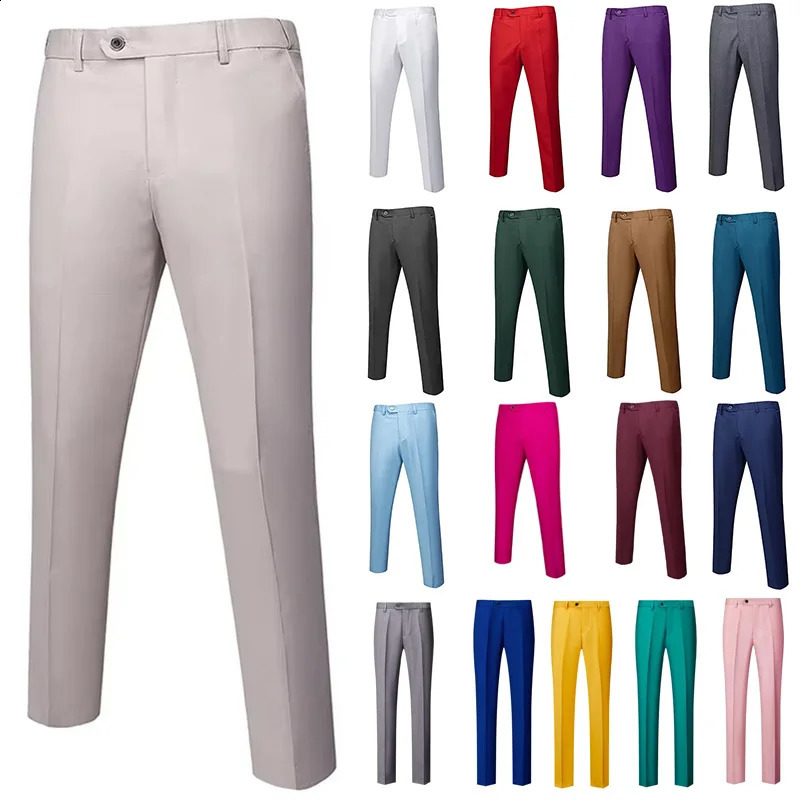 S6XL Mens Fashion Boutique Solid Color Formal Business Suit Trousers Groom Wedding Dress Men Casual Pants 250821