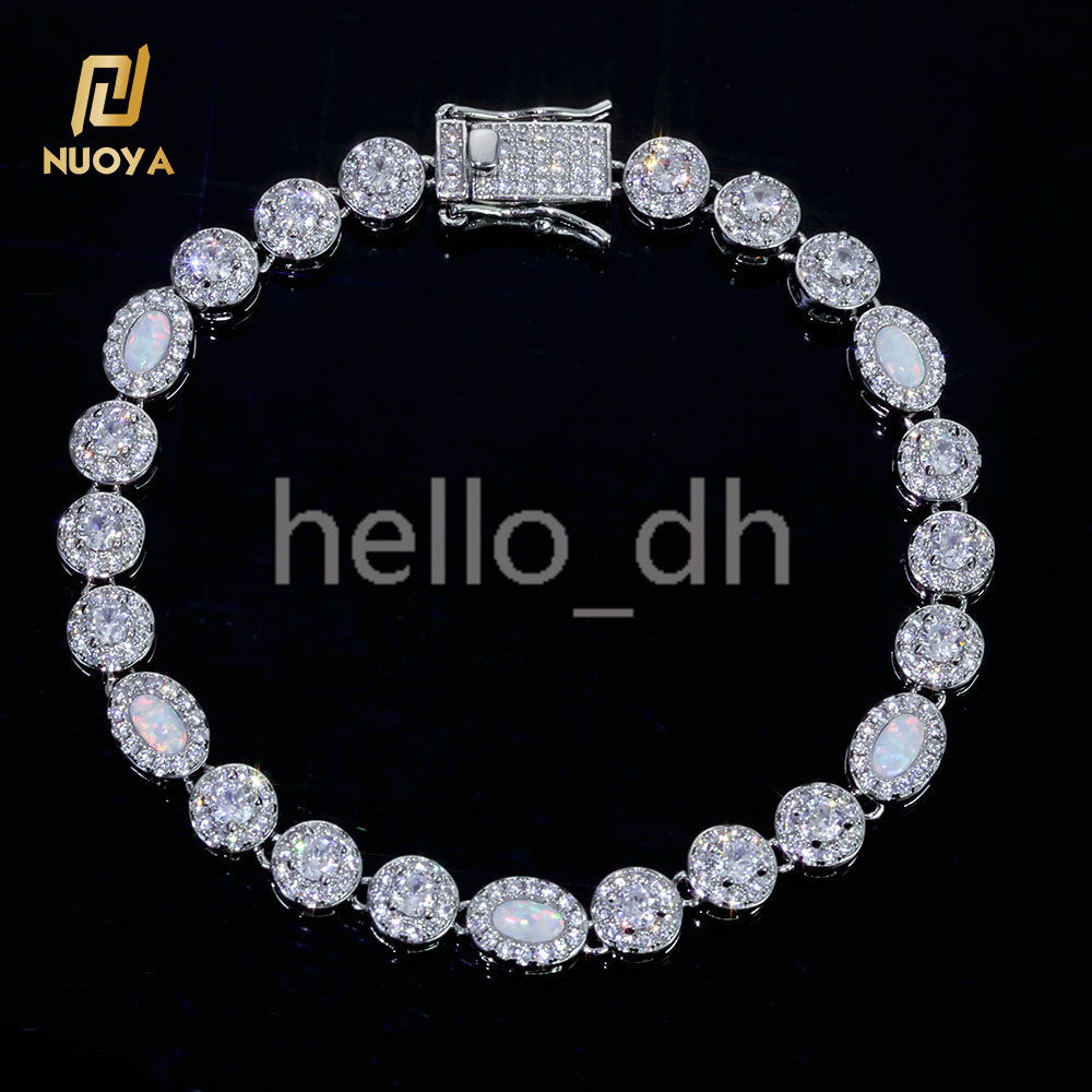 6 mm micro-opal transparent multi-gemmstone lien chaîne en laiton bracelet glacé monsanite bijourie Moisanite Gift pour femmes hommes
