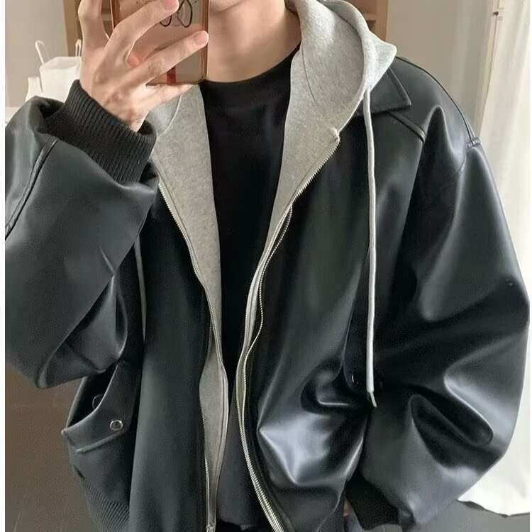 Automne Hiver Cabinage Faux deux pièces pour hommes haut de gamme en cuir élégant en cuir vieux style Money Style Top B5's B5
