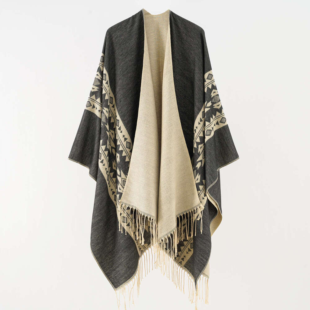 Street Style Imitation Cashmere Designer Scarf With Slit Thickened Autumn And Winter Shawl Cape