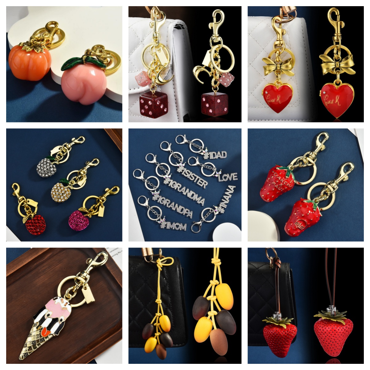 20style Designer Exquisite keychain Metal Luxury Keyring For Women Pendant Charms Fashion Vintage Lovely Handbag Accessories