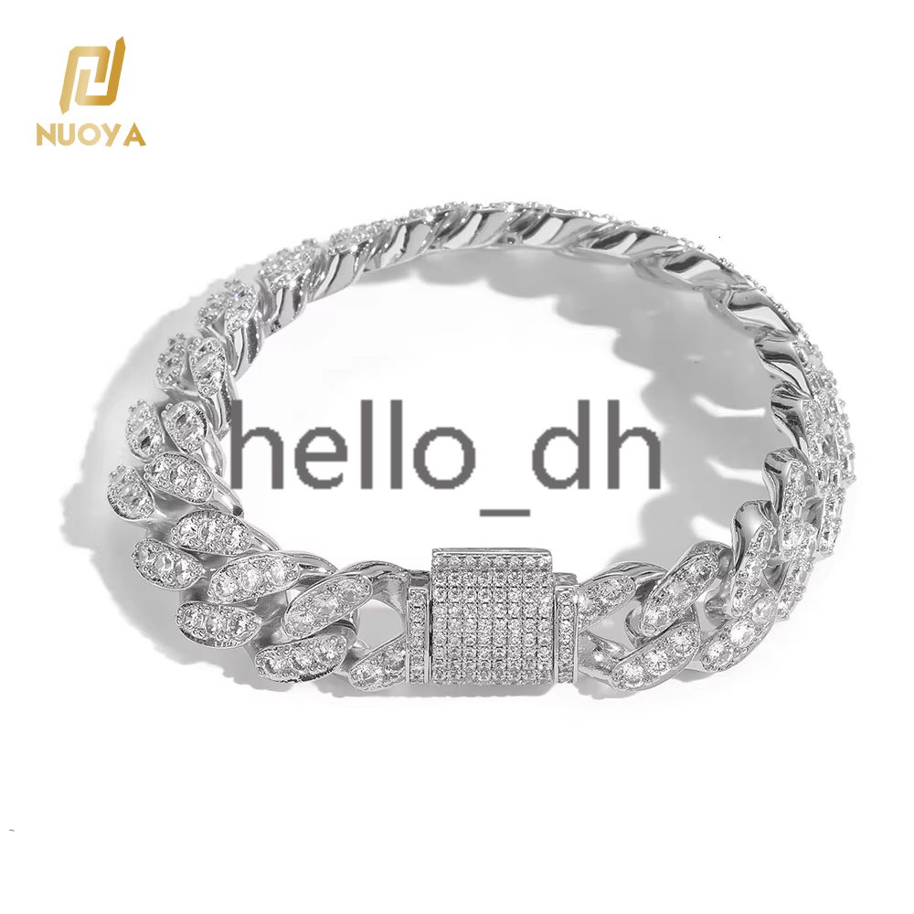 Hip Hop Womens Luxury Diamond Bracelet Silver-Colored Bling Iced Out moissanite Cuban Link Bracelets Fine Jewelry for Gifts