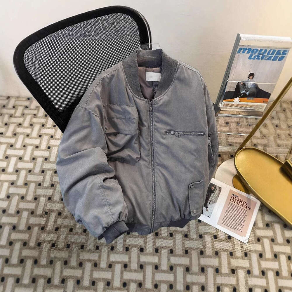 American High Street Bomber Cotton Coat Men Winter Thickened Trendy Loose Couple Workwear Baseball Jacket B5