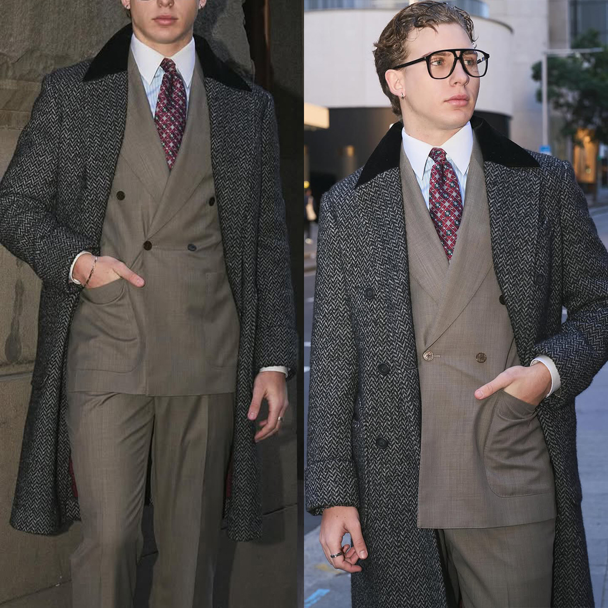 New Winter Men Overcoat Herringbone Outer garment Tailor-Made One Jacket Double Breasted Trench Coat Customized Windbreaker Plus Size