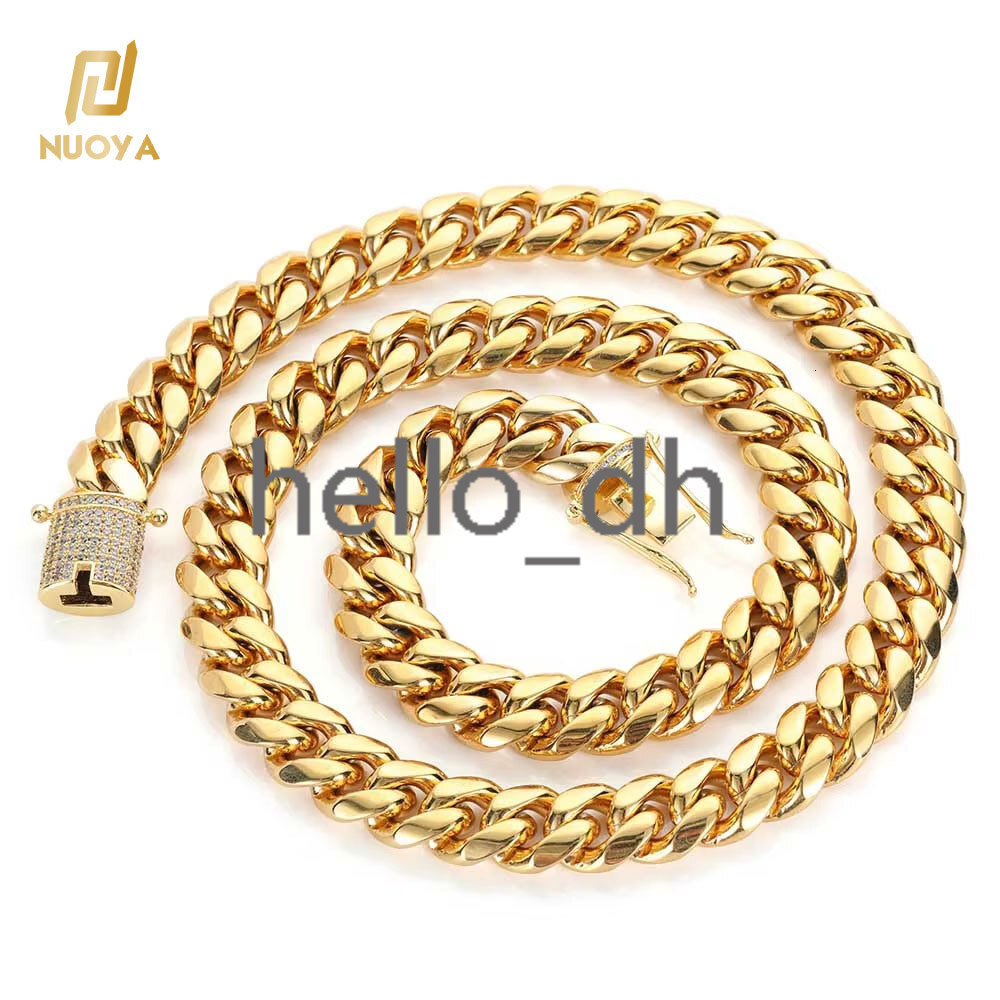 Hip Hop Jewelry High Polish 925 silver 925 silver Necklace with moissanite Clasp Gold Plated Cuban Chain Choker Necklace for Men Women