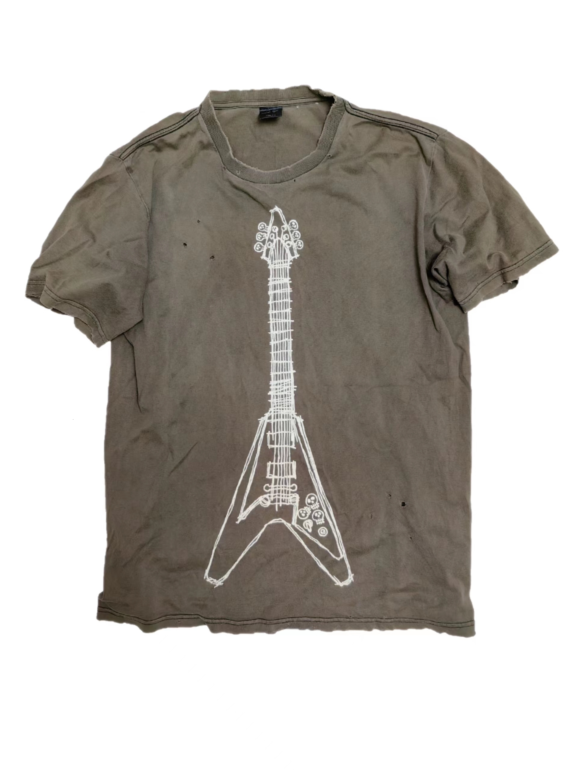 T-shirts masculins lmyer normenine archive2006 Style cleanfit à manches courtes T-shirt de guitare lavée