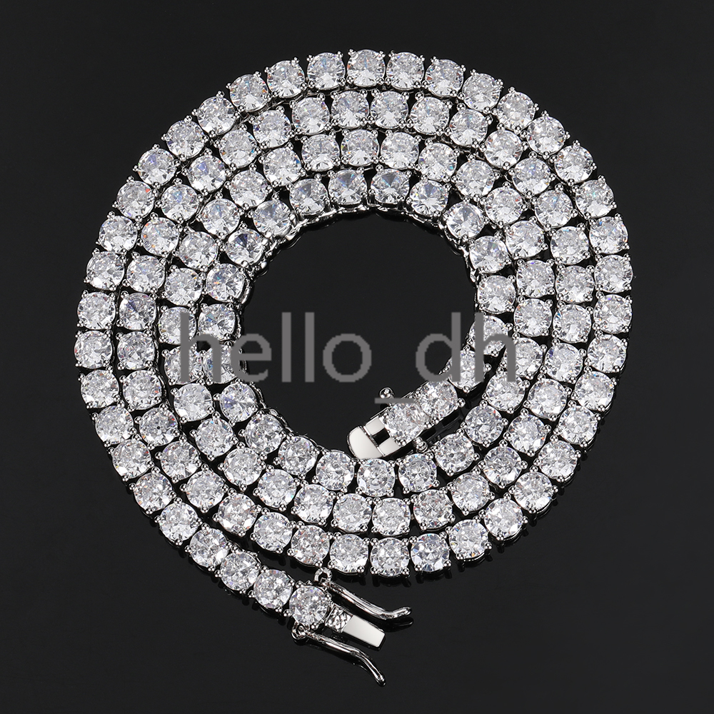 Hip Hop Iced Out Jewelry Tennis Choker moissanite Diamond moissanite Tennis Necklace