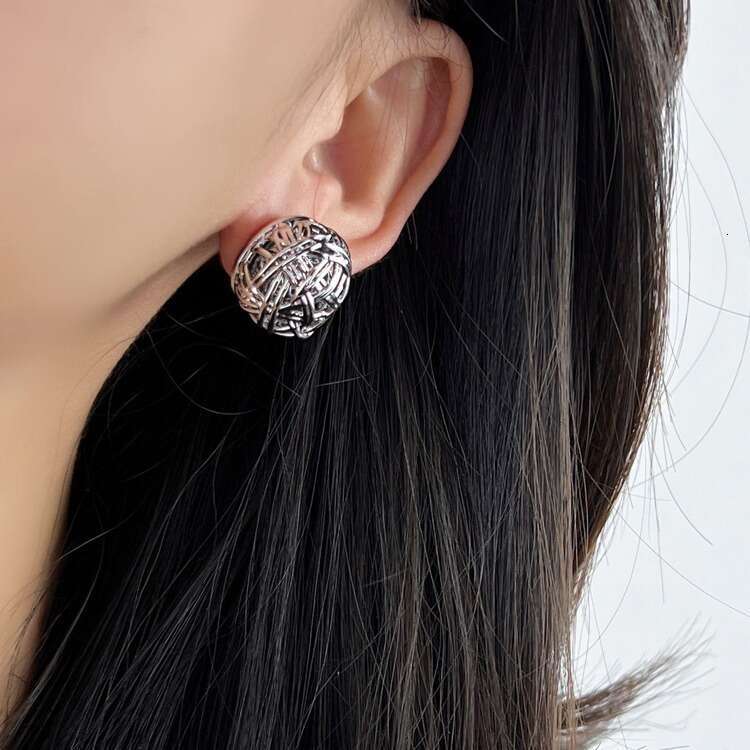 Boucles d'oreilles à balle tressées en or DHPET, conception de niche de bobine de moustique ronde, Clips d'oreille de personnalité haut de gamme