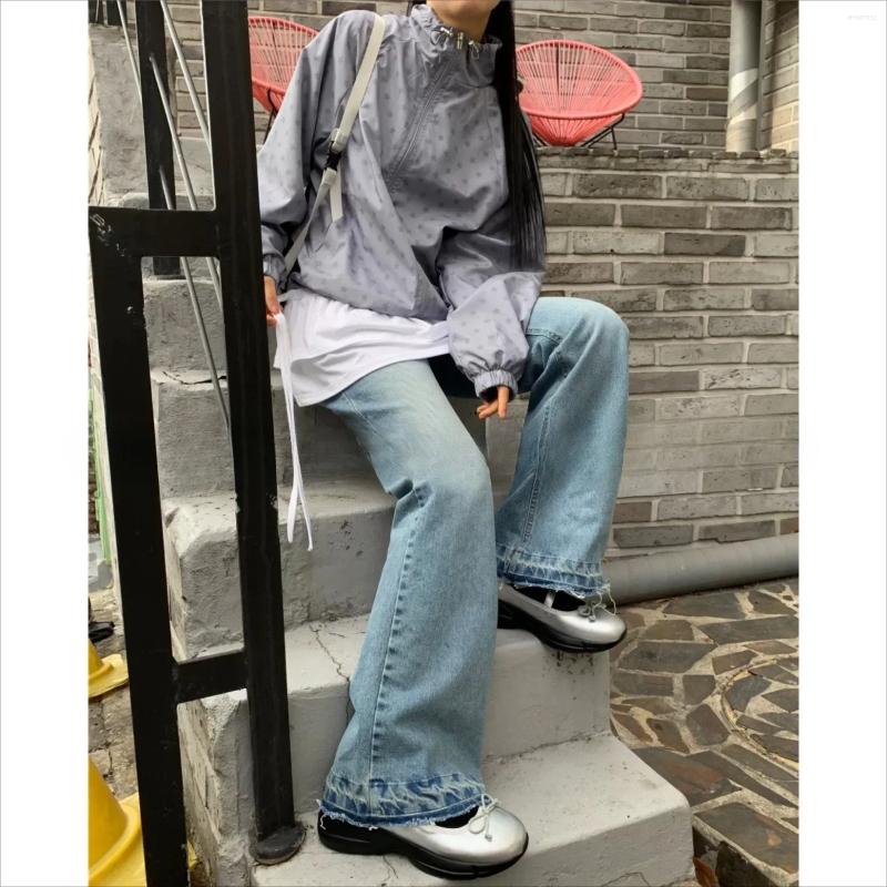 Vestes pour femmes coréennes femmes y2k harajuku printemps / été kawaii veste lâche respirante gris gris kpop vêtements star imprimé