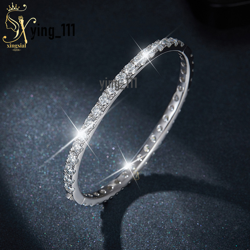 Luxury 925 Silver 18K Gold Plated Women Men Jewelry 4mm Tennis Chain Bezel Flex Bangles Iced Out Diamond Moissanite Bracelet