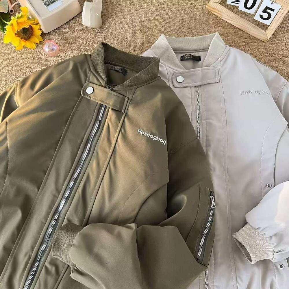 Bombardier de baseball brodé de style américain à la mode pour hommes couples d'automne hivernis coton épaissis veste rembourrée B5
