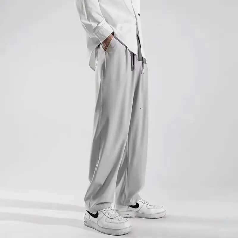 Mens Summer Hanging Straight Leg Pants Thin Ice Silk Loose Sports Quick Drying Wide Leg Casual Oversized Pants XJ250821