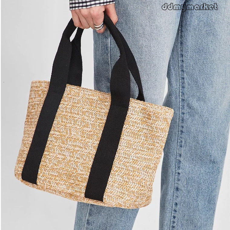 Ddmymarket Korean Style Versatile Casual Beach Vacation Women's Fresh Handheld Straw Bag