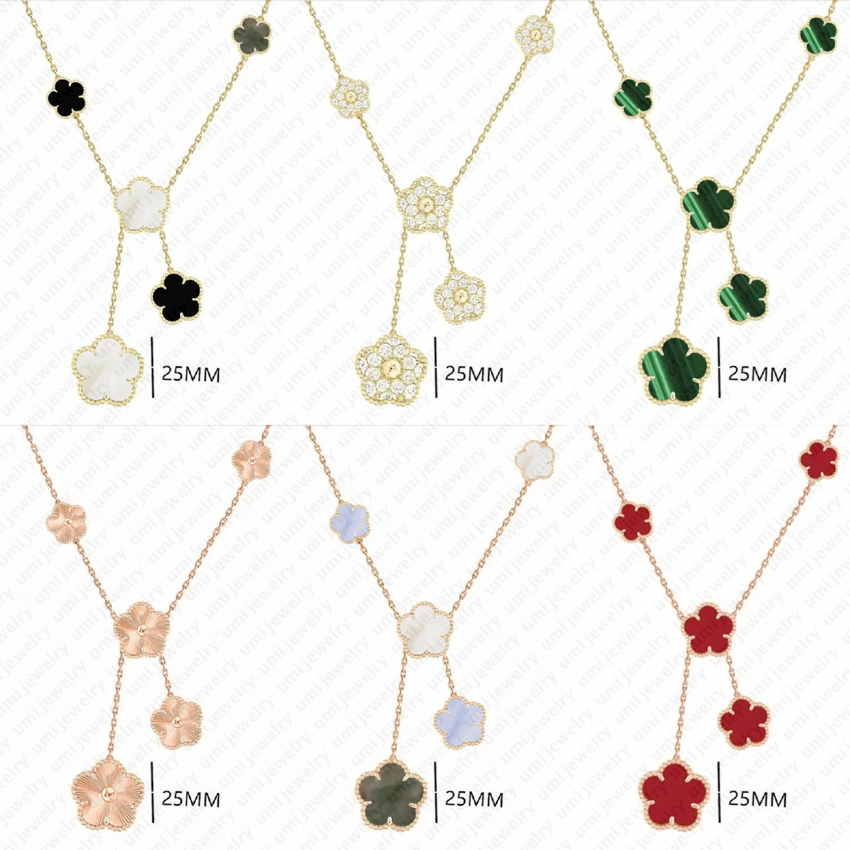 New 5 clover necklace gold jewelry designer necklace for woman multiple colors pendant necklaces in multiple sizes Rose Gold luster chain necklace b