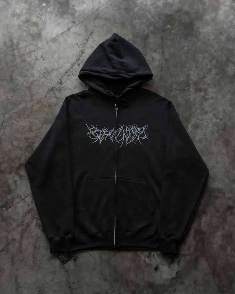 Harajuku Punk Gothic Graphic Zipper Hoodie Men American Retro Casual Oversized Sweatshirt Women Hip-hop Trendy Loose Streetwear 250815