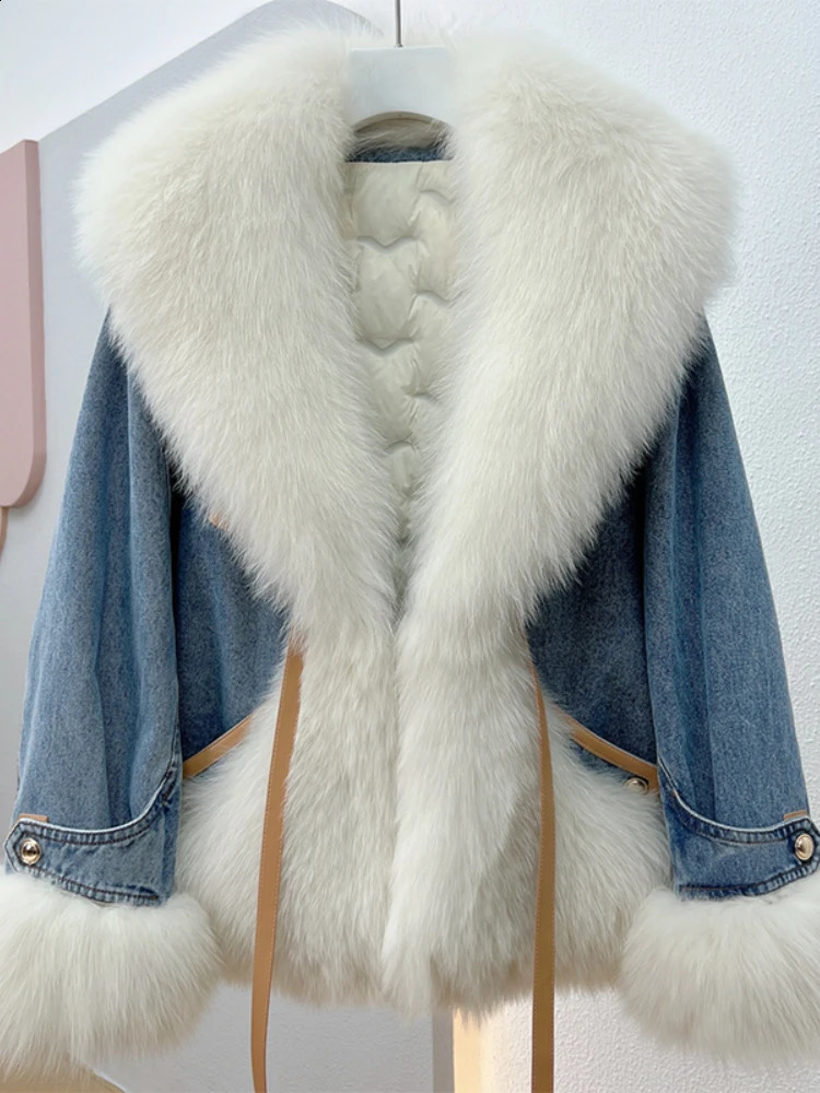 OFTBUY Winter European American Street Fashion Real Fox Fur Collar Coat for Women Elegant Outerwear Goose Down Jacket 250820