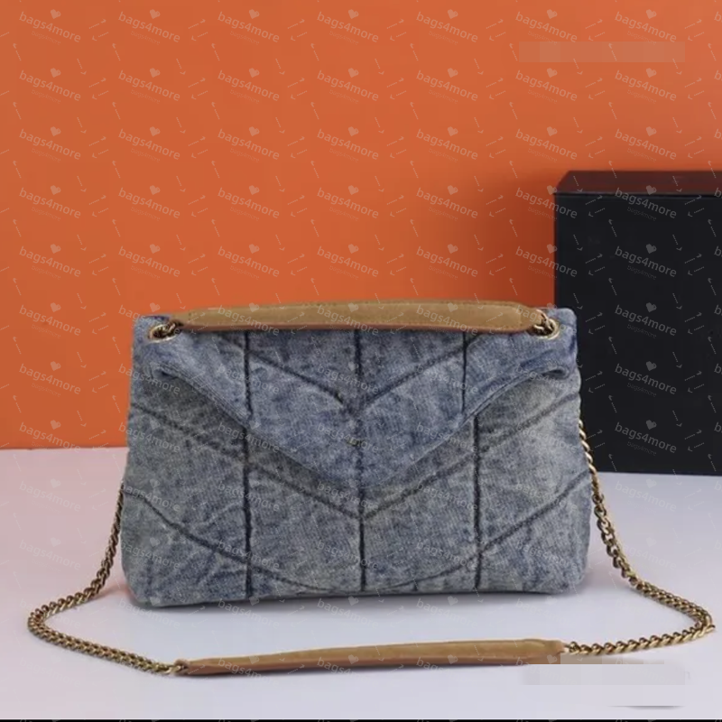 Denim Flap Shoulder Bag for Women's Handbag Purses Genuine Leather Trim Button Up Flap Bag Made from Denim