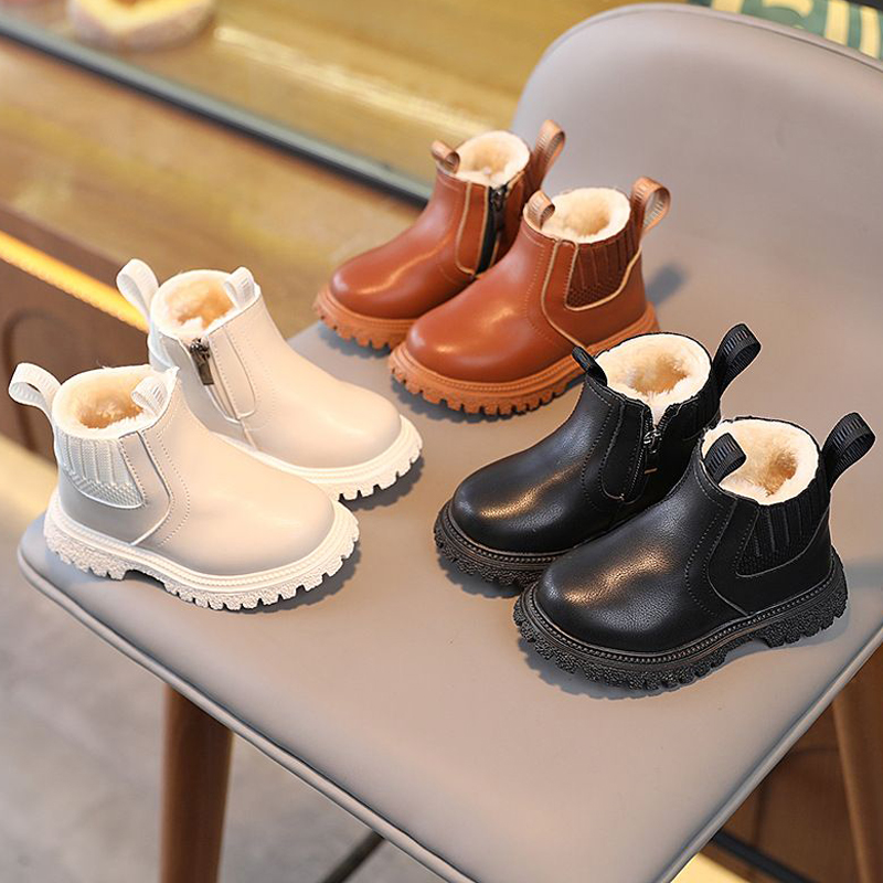 Autumn Winter Baby Short Super Warm Boys Girls Walkfashion Pu Leather Children Fashion Toddler Boots Kids Snow Shoes Sizes 21 30 W0277