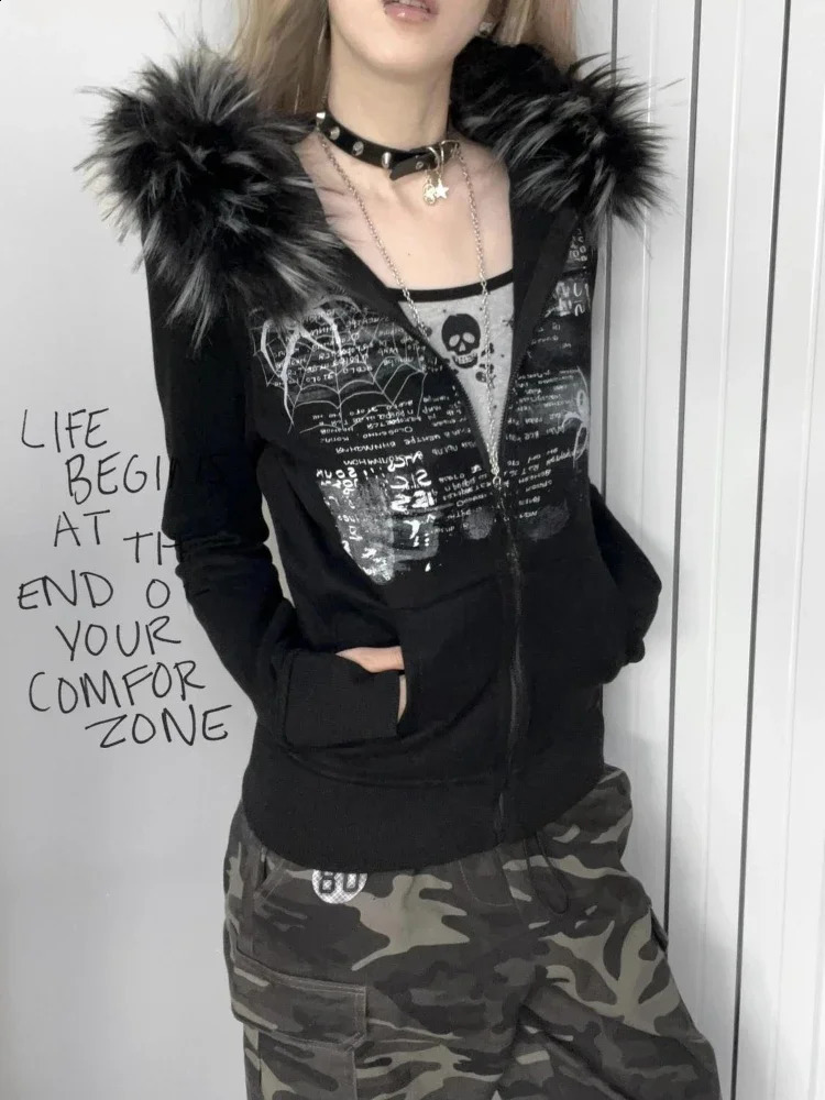Y2K Femmes Patchwork Patchwork Sweat-strewies grunge streetwear vintage harajuku gothique imprimé sweat à capuche à capuchon