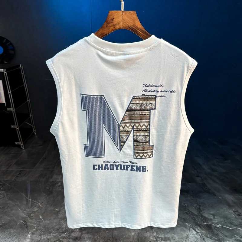 Summer New Printed Loose Sport Fitness Sleeveless Tank Top Mens Trendy Sweat Absorbing T-shirt Sweatshirt X2508211
