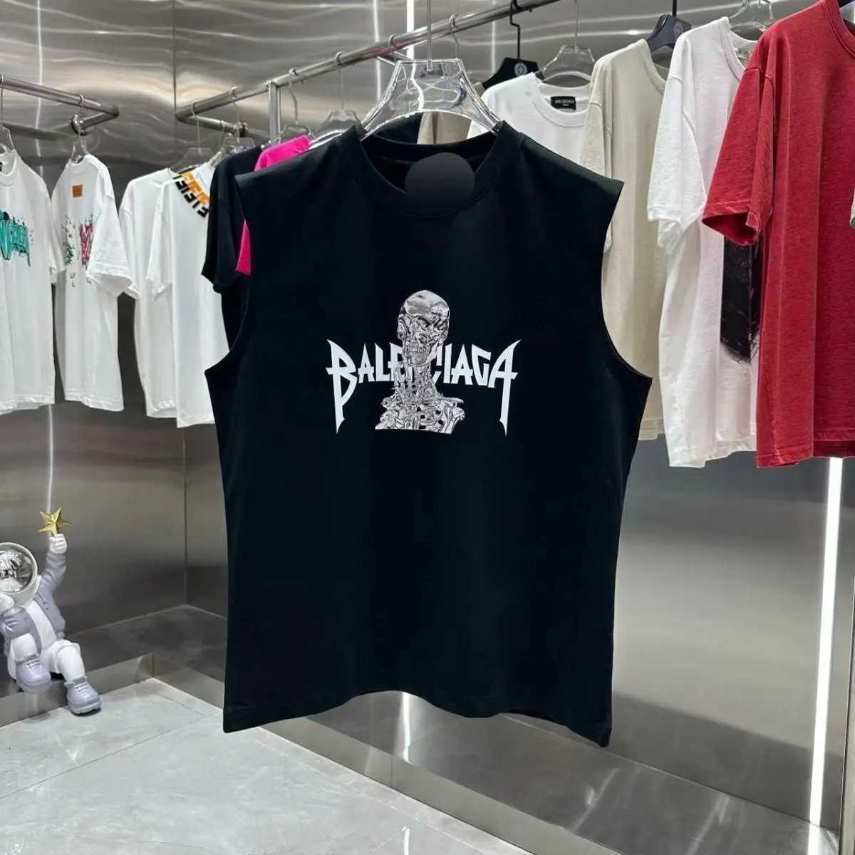 Paris Designer 25 Summer New Letter Printing Round Neck Shaftless Cotton Vest Trendy Mens and Womens Couple Top X250821