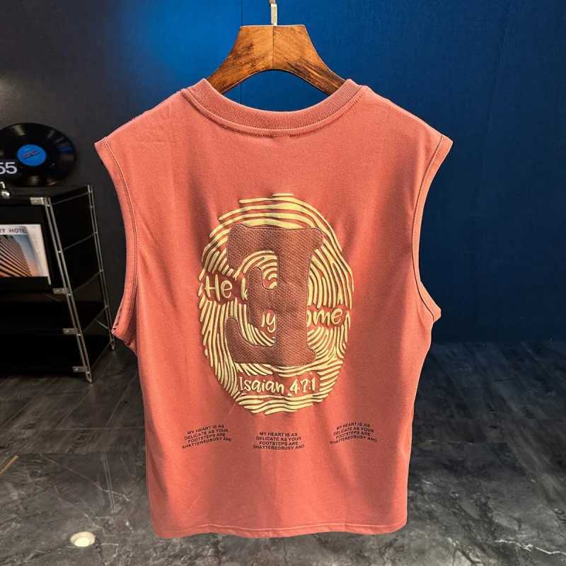 2025 Summer New Sports Fitness Sleeveless Tank Top Mens Casual Basketball Trendy Printed Versatile T-shirt X250821