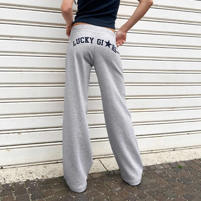 Lettre un pantalon de survêtement imprimé pour les femmes y2k taille élastique