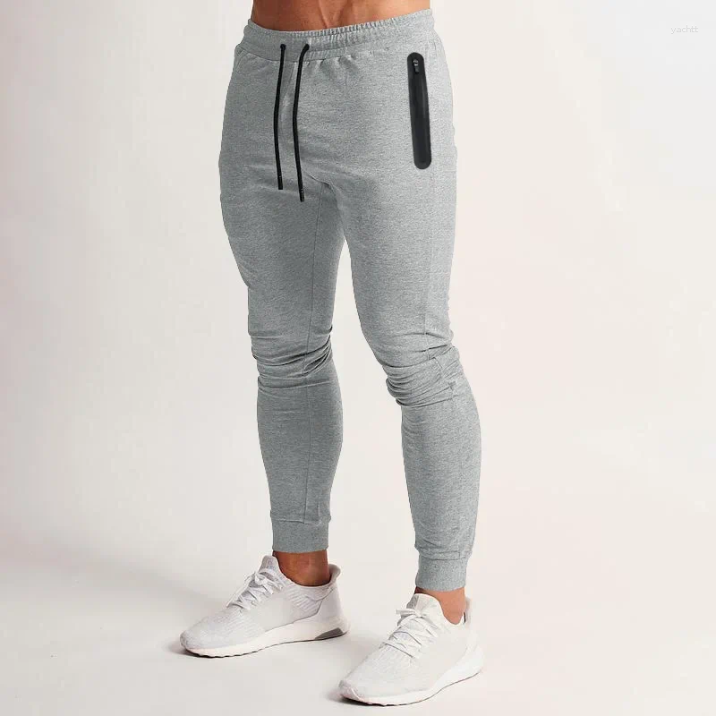 Pantalon masculin pantalon d'été de luxe en sueur de sport pour hommes sports pantalon élastique à zip poches de gym