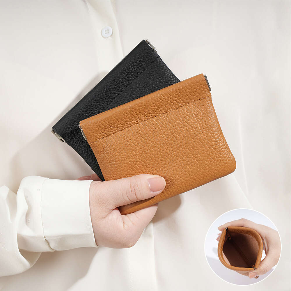 Vente à chaud en cuir authentique Ins Fashion Japanese Style Mini Portable Ecoutphone CowHide Coin Sac Portefeuille B5 B5
