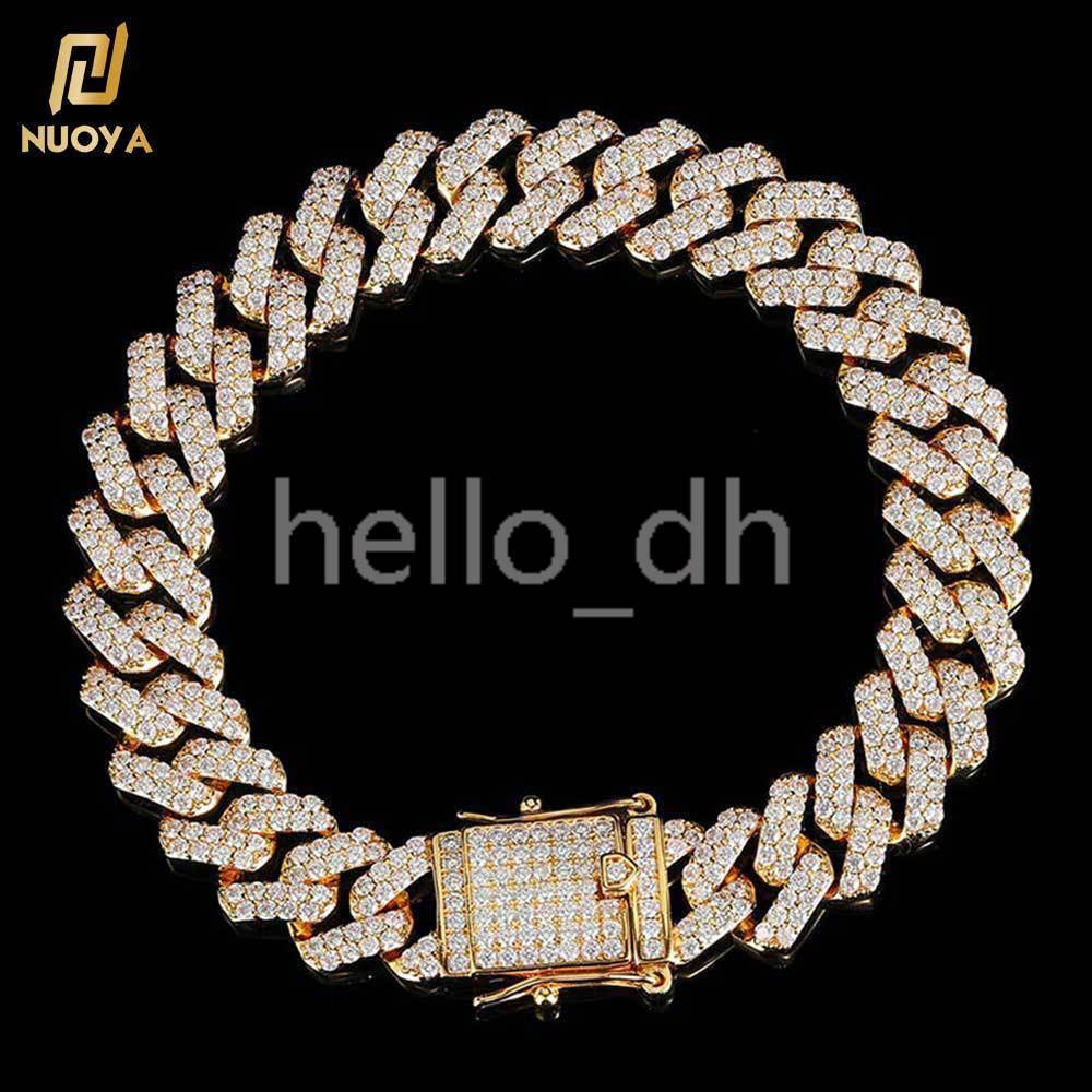 Hip Hop Jewelry 12mm Miami Iced Out moissanite moissanite moissaniteia 18k Gold Bracelet Diamond Cuban Link Bracelet for Men