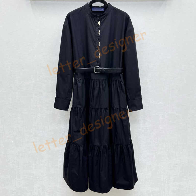 Designer Basic & Casual Dresses for women mirror quality New Arrival Stand Collar womens Dress with Belted size S M L