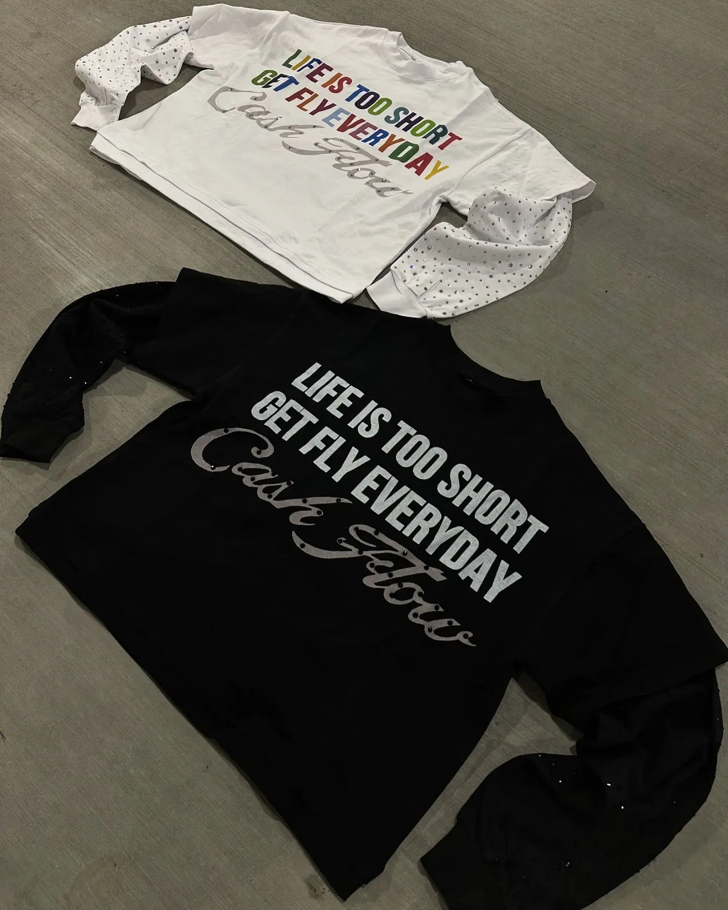 Streetwear Long Sleeve T Shirt Men Women Hip Hop Letter Print Rhinestone n Fake Two Piece T Shirt Oversized Long Sleeve Top 250818