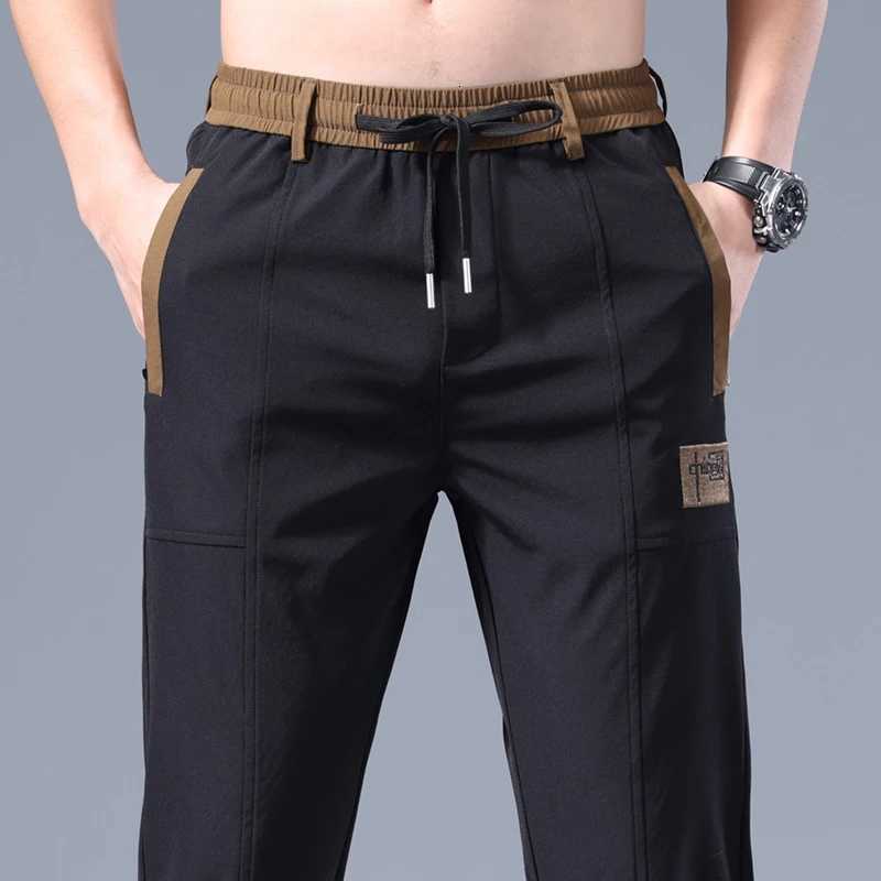 Mens Pants Summer New Black Gray Thin Business Casual Golf Pants Outdoor Elastic Breathable Straight Leg Sweatpants XJ250821