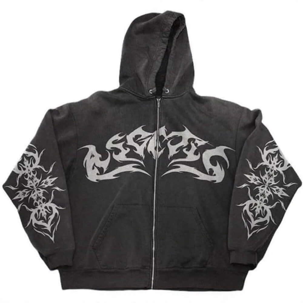 Sweat à capuche à la fermeture à glissière High Street Street Hommes et femmes Hip Hop Casual Loose Coat B5