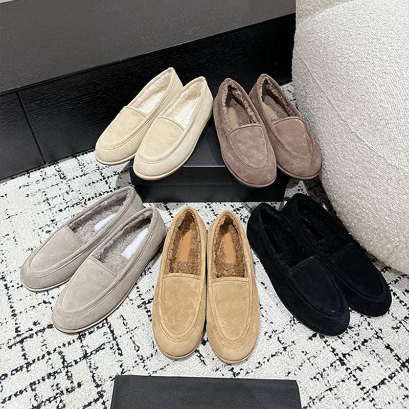 Molages en laine chaude de la laine chaude designer en daim loafer femmes chaussures de fronde furry sandales moelleuses serrure monte