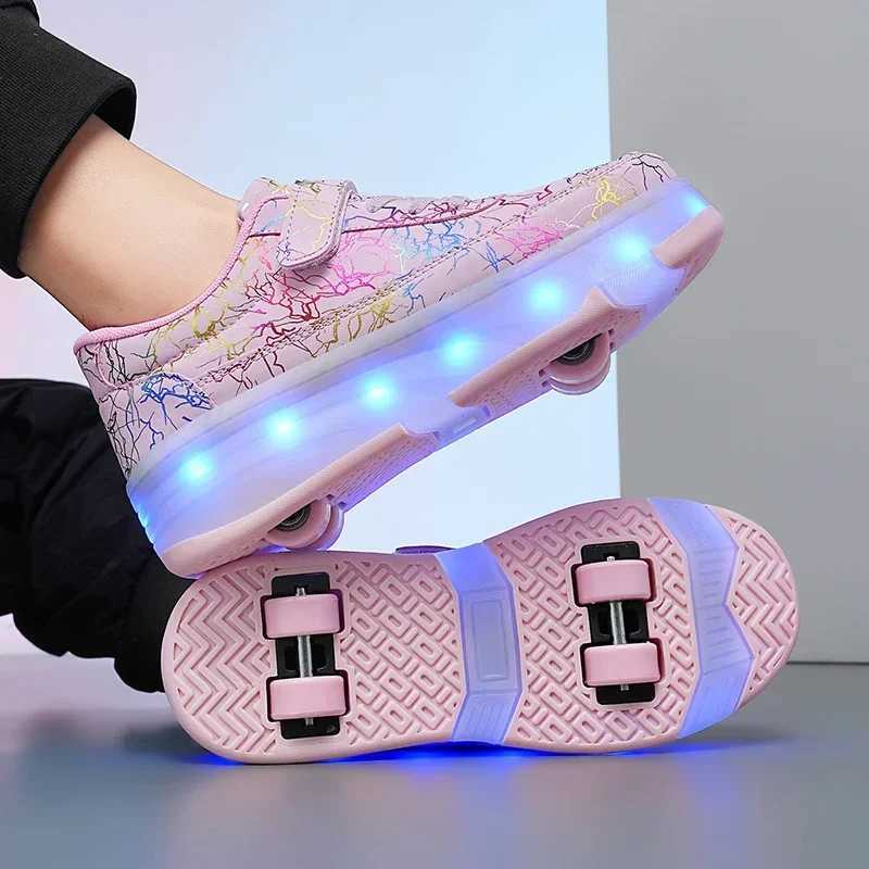 LEDS LEDS KIDS ROLLER SATATE CHAPEURS DIDURE DUAUS PUTLES GARY GARMES FILLES avec 4 roues Sport pour adultes Chaussures de patinage détachable W2