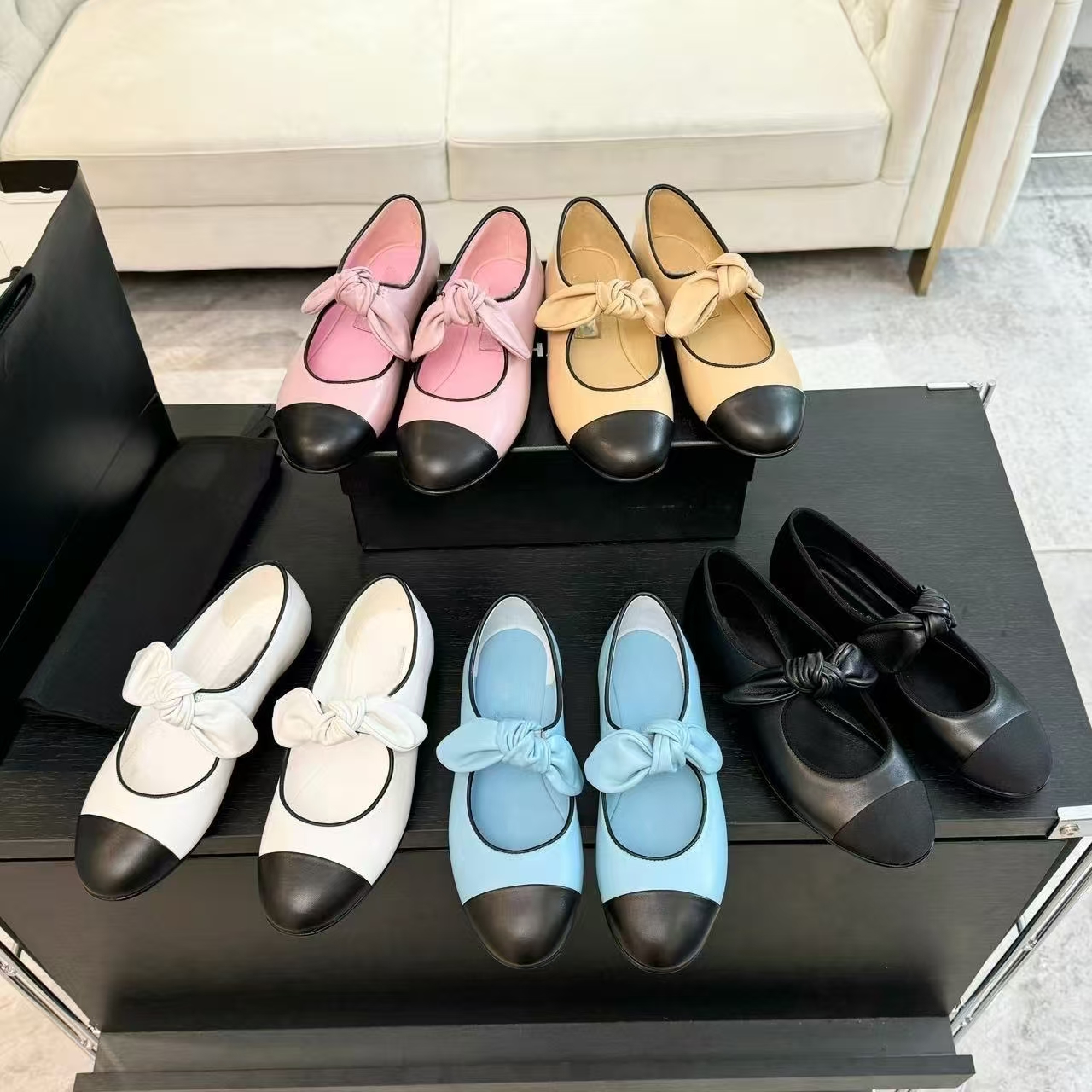 Femmes en peau de mouton Mary Jane Talons plats dames chaussures de ballet boucle boucle boucles robe robe rose classique rose bleu kaki blanc ex