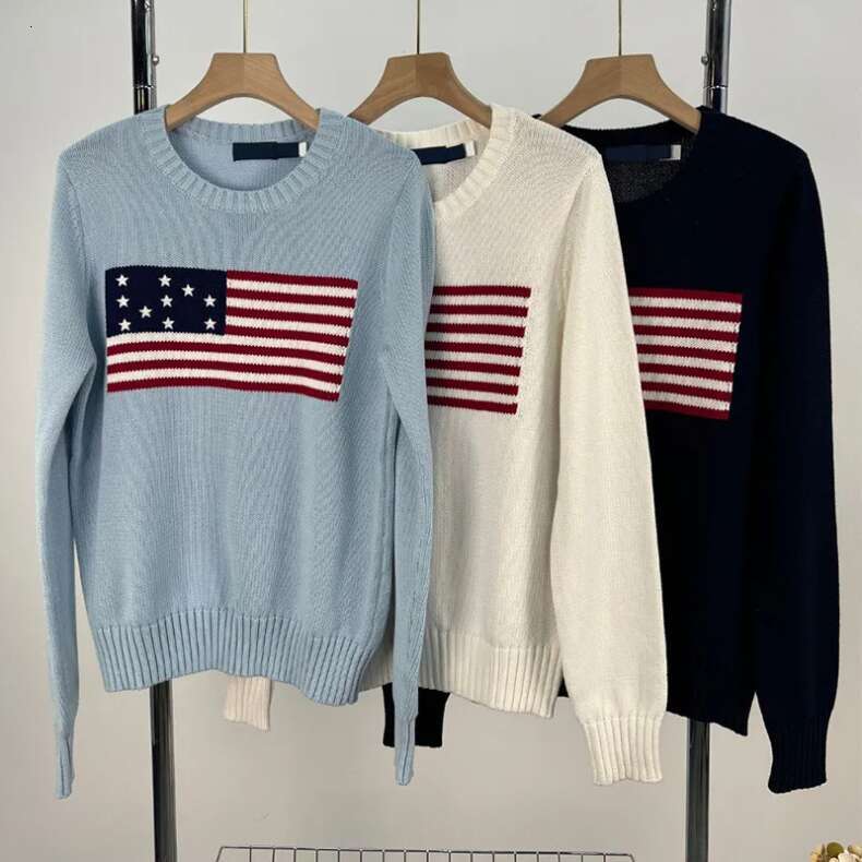 Fashion Designer Womens Mens Sweaters Ladies Knitted Sweater Crew Neck American Flag Winter HighEnd Fashion brand Comfortable Pullover Cotton Sweats