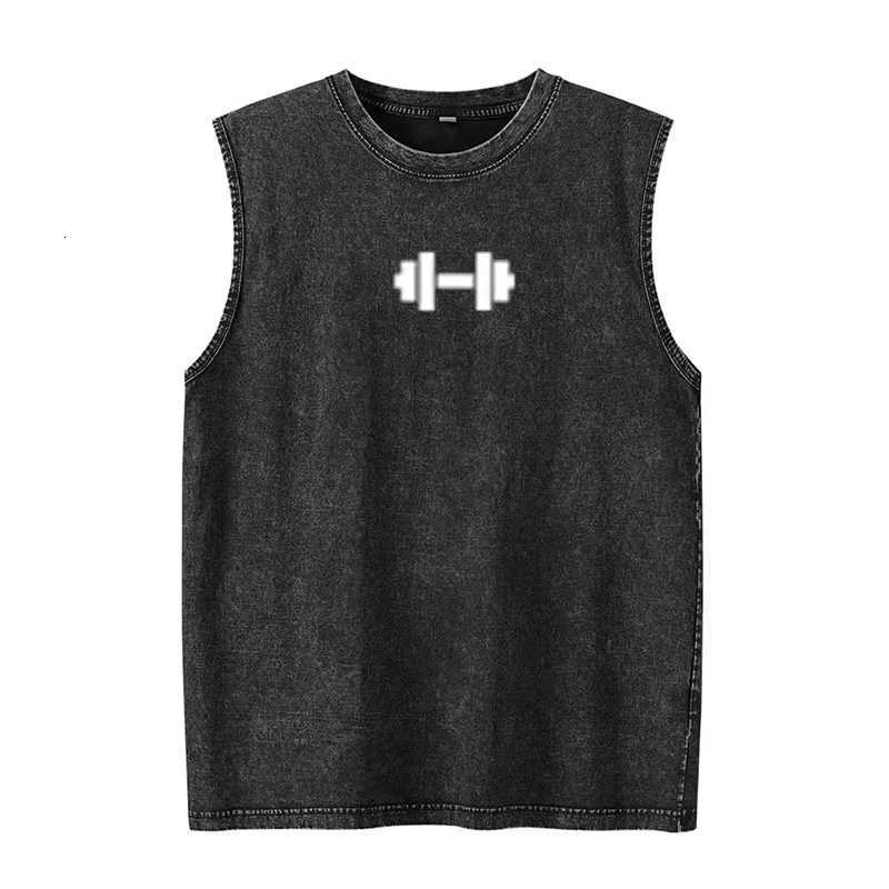 Men s Vest Motivation Gym Graphic T-shirt Summer Millennium Clothing Sleeveless Shirt Retro Washed Vest Pure Cotton Streetwear X2508211