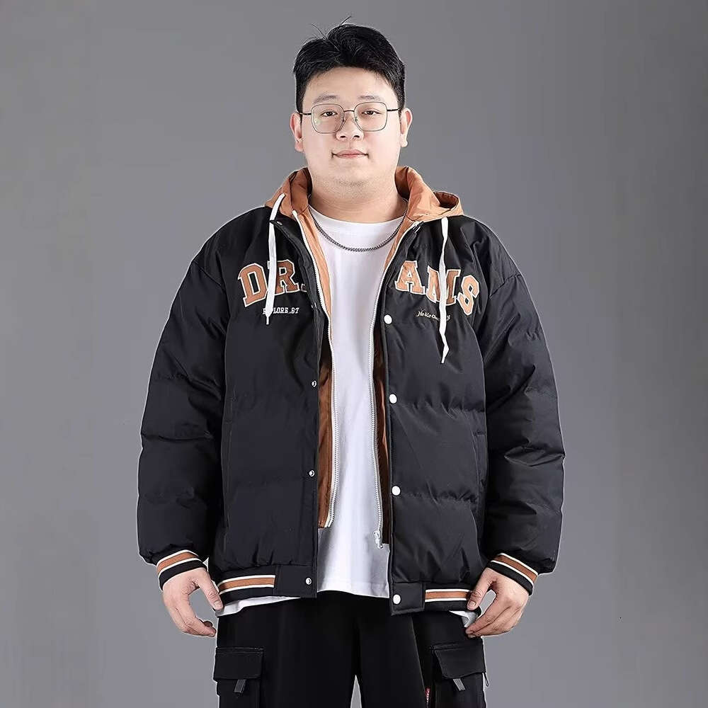 Trendy Simple Hooded Loose Thickened Winter Plus Size Men's Jacket Cotton Coat New Lazy Fashion B5