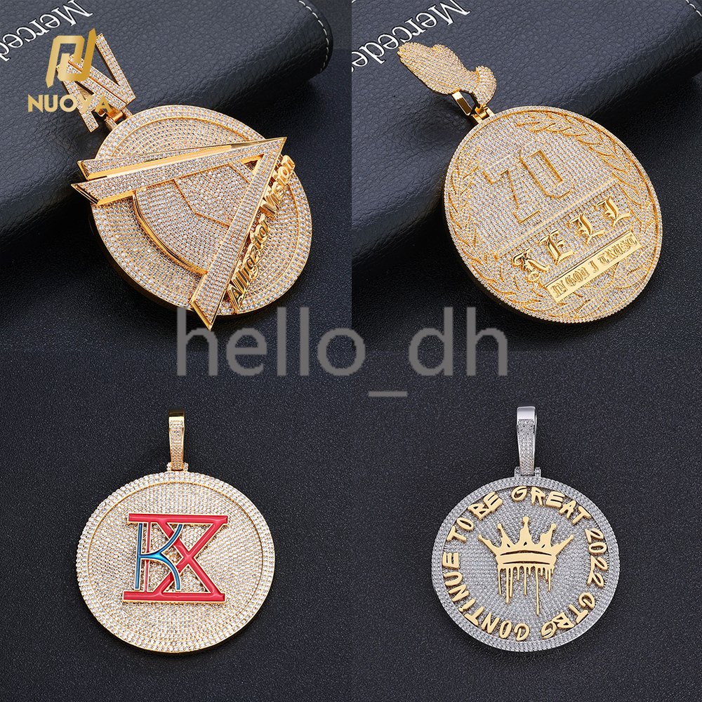 Iced Out Pendant Hip Hop Jewelry Custom Name Round Fully Bling moissanite Bling Letter Diamond Pendant Necklace