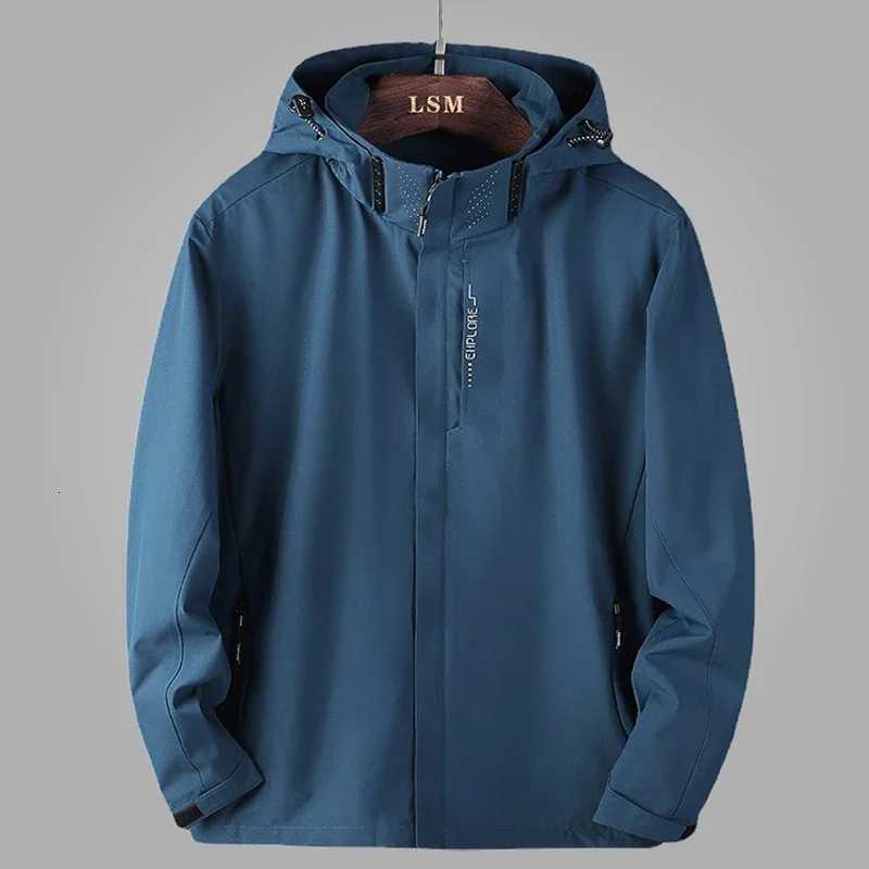 Camping Sweatshirts Hiking Jackets Autumn Clothing Jacket Men Plus Size Coats Male Waterproof Hooded Oversize Windbreaker Outerwear W250821