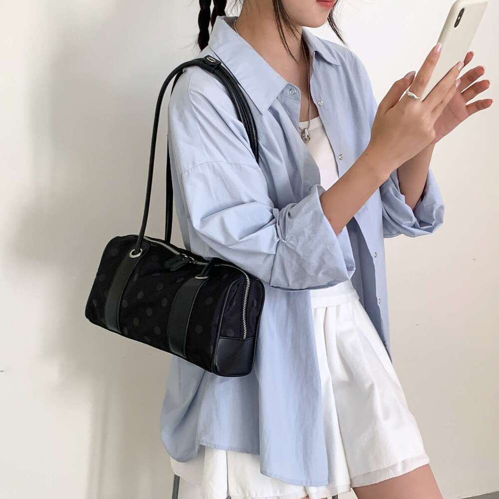 Korean Style Polka Dot Summer New Color Block Patchwork Niche Design Underarm Trendy Simple Handbag Shoulder Bag For Women B5