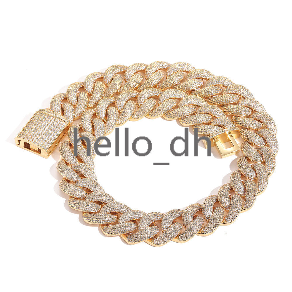 25mm Miami Cuban Chain Ice Out Jewelry Bling moissanite 18K Gold Plated Thick Cuban Link Chain Necklace